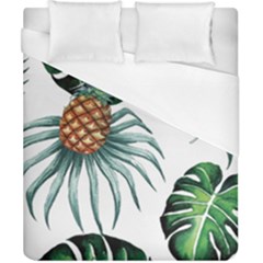 Pineapple Tropical Jungle Giant Green Leaf Watercolor Pattern Duvet Cover (california King Size) by genx