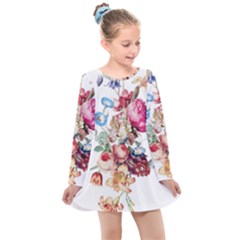 Les Fleurs Artificielles - Vintage Design Kids  Long Sleeve Dress by WensdaiAmbrose