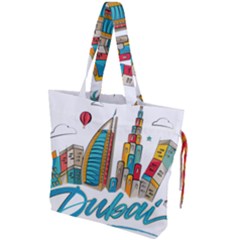Burj Khalifa Skyline Clip Art Drawing Comic World Drawstring Tote Bag by Sudhe