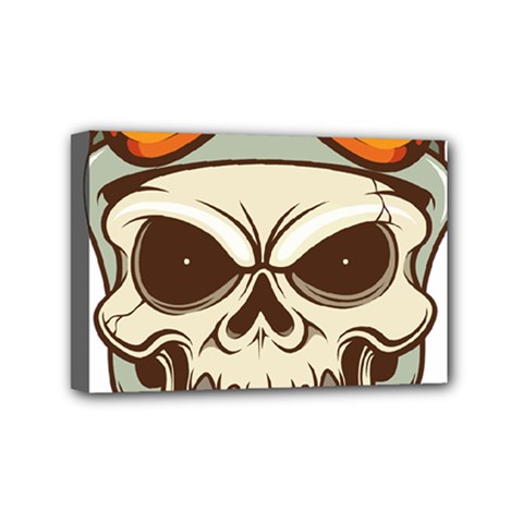 Motorcycle Helmet Skull Clip Art Cranial Skeleton Mini Canvas 6  X 4  (stretched) by Sudhe