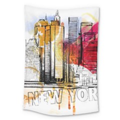 New York City Skyline Vector Illustration Large Tapestry by Sudhe