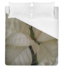 White Pointsettia Duvet Cover (queen Size) by Riverwoman