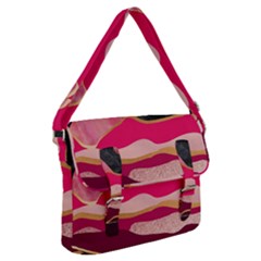 Pink And Black Abstract Mountain Landscape Buckle Messenger Bag by charliecreates