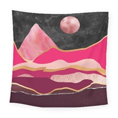 Pink And Black Abstract Mountain Landscape Square Tapestry (large) by charliecreates