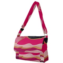 Pink And Black Abstract Mountain Landscape Full Print Messenger Bag by charliecreates