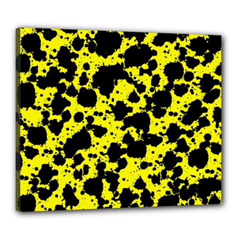 Black And Yellow Leopard Style Paint Splash Funny Pattern  Canvas 24  X 20  (stretched) by yoursparklingshop