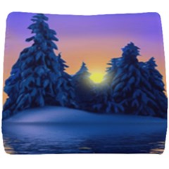 Illustration Vector Winter Sunset Seat Cushion by Pakrebo