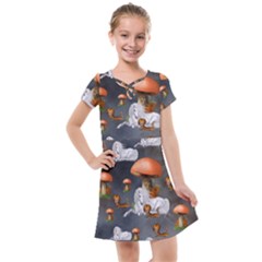 Cute Little Fairy With Unicorn, Pattern Design Kids  Cross Web Dress by FantasyWorld7