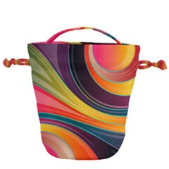 Abstract Colorful Background Wavy Drawstring Bucket Bag by HermanTelo