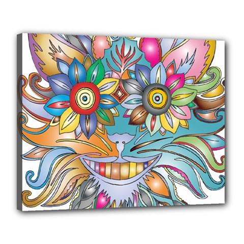 Anthropomorphic Flower Floral Plant Canvas 20  X 16  (stretched) by HermanTelo