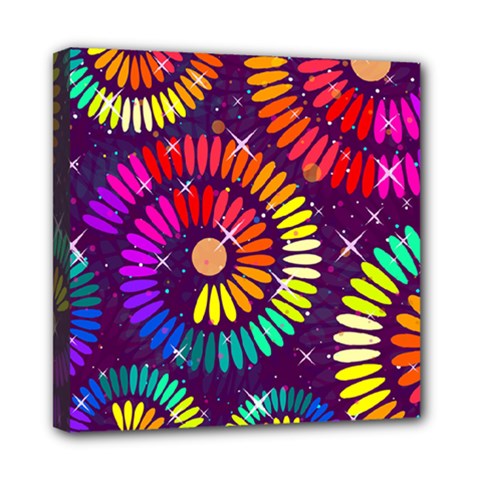Abstract Background Spiral Colorful Mini Canvas 8  X 8  (stretched) by HermanTelo