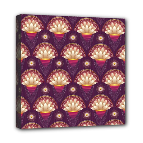 Background Floral Pattern Purple Mini Canvas 8  X 8  (stretched) by HermanTelo