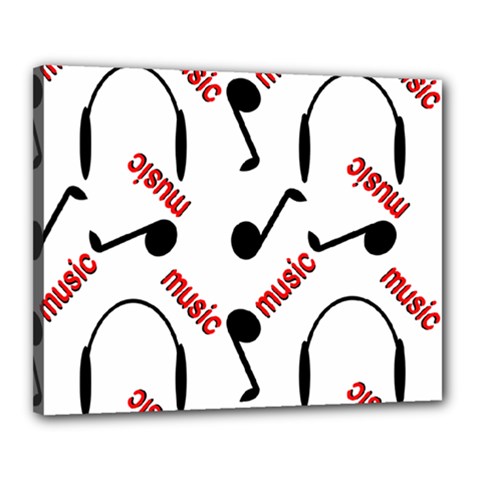 Music Letters Word Headphones Note Canvas 20  X 16  (stretched) by HermanTelo