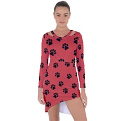 Paw Prints Background Animal Asymmetric Cut-out Shift Dress by HermanTelo