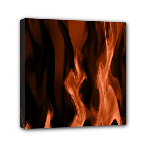 Smoke Flame Abstract Orange Red Mini Canvas 6  X 6  (stretched) by HermanTelo