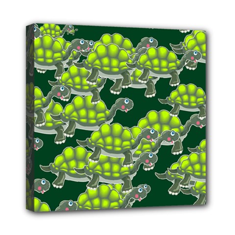 Seamless Turtle Green Mini Canvas 8  X 8  (stretched) by HermanTelo