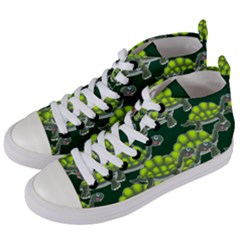Seamless Turtle Green Women s Mid-top Canvas Sneakers by HermanTelo