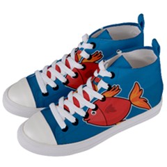 Sketch Nature Water Fish Cute Women s Mid-top Canvas Sneakers by HermanTelo