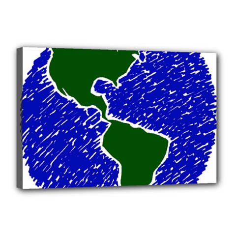 Globe Drawing Earth Ocean Canvas 18  X 12  (stretched) by HermanTelo