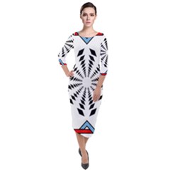 Star Illusion Mandala Quarter Sleeve Midi Velour Bodycon Dress by HermanTelo