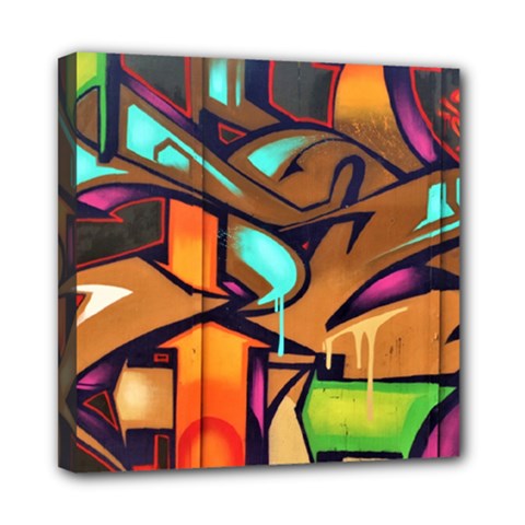 Graffiti Mural Street Art Wall Art Mini Canvas 8  X 8  (stretched) by Pakrebo