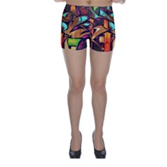 Graffiti Mural Street Art Wall Art Skinny Shorts by Pakrebo