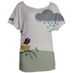 Birds Tree Animal Black Tree Women s Oversized Tee by HermanTelo