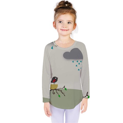 Birds Tree Animal Black Tree Kids  Long Sleeve Tee by HermanTelo