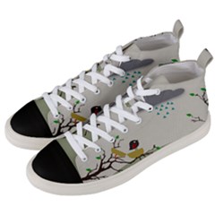 Birds Tree Animal Black Tree Men s Mid-top Canvas Sneakers by HermanTelo