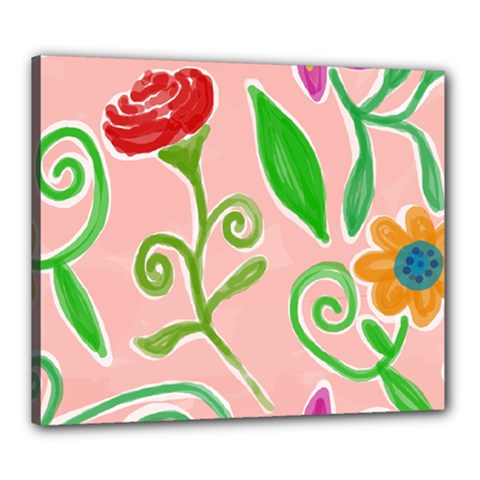 Background Colorful Floral Flowers Canvas 24  X 20  (stretched) by HermanTelo