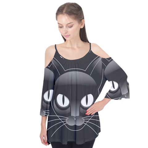 Grey Eyes Kitty Cat Flutter Tees by HermanTelo