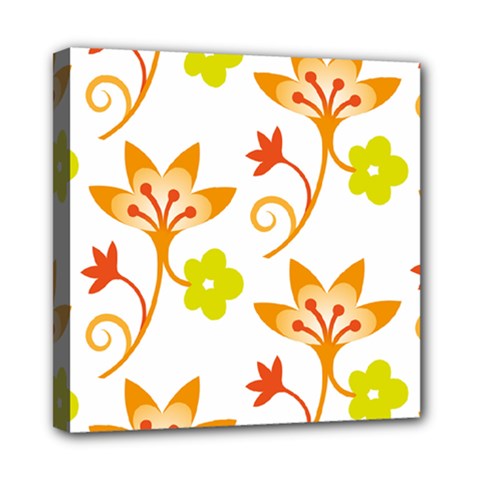 Pattern Floral Spring Map Gift Mini Canvas 8  X 8  (stretched) by HermanTelo