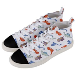 Pattern Dinosaurs Men s Mid-top Canvas Sneakers by HermanTelo