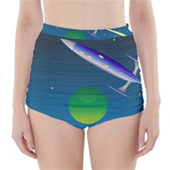 Rocket Spaceship Space High-waisted Bikini Bottoms by HermanTelo