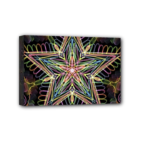 Star Mandala Pattern Design Doodle Mini Canvas 6  X 4  (stretched) by Pakrebo