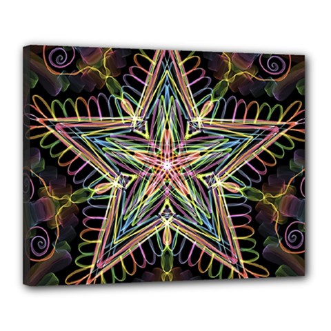 Star Mandala Pattern Design Doodle Canvas 20  X 16  (stretched) by Pakrebo