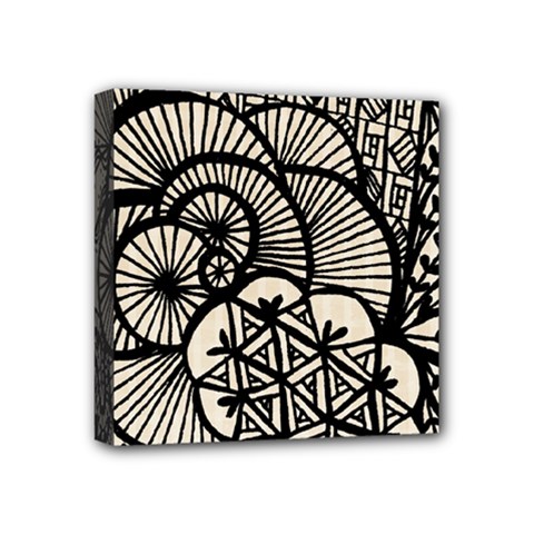 Background Abstract Beige Black Mini Canvas 4  X 4  (stretched) by Pakrebo
