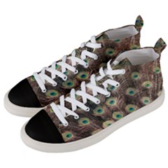 Bird Peacock Tail Feathers Men s Mid-top Canvas Sneakers by Pakrebo