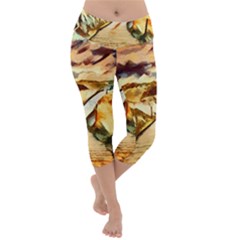 Painting Expressive Colors Texture Lightweight Velour Capri Yoga Leggings by Pakrebo