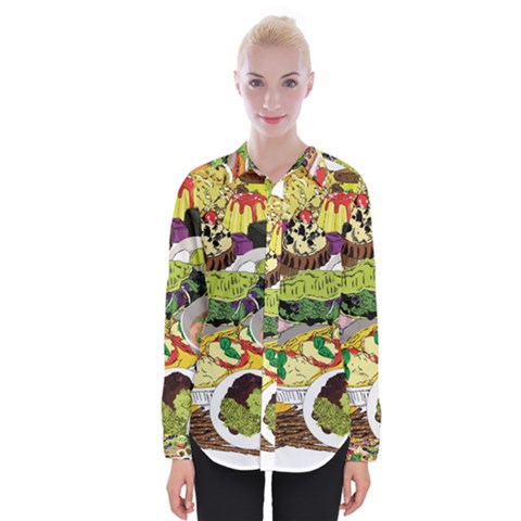 Eat Food Background Art Color Womens Long Sleeve Shirt by Pakrebo