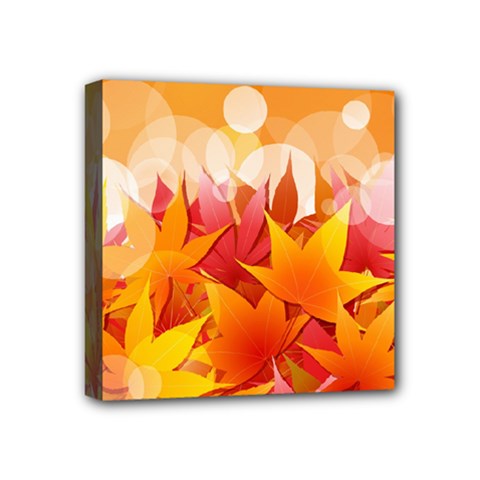 Autumn Background Maple Leaves Bokeh Mini Canvas 4  X 4  (stretched) by Nexatart