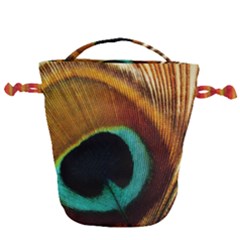 Feather Peacock Feather Peacock Drawstring Bucket Bag by Nexatart