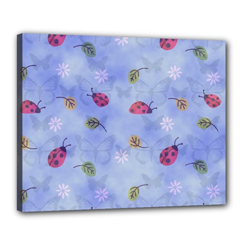 Ladybug Blue Nature Canvas 20  X 16  (stretched) by HermanTelo