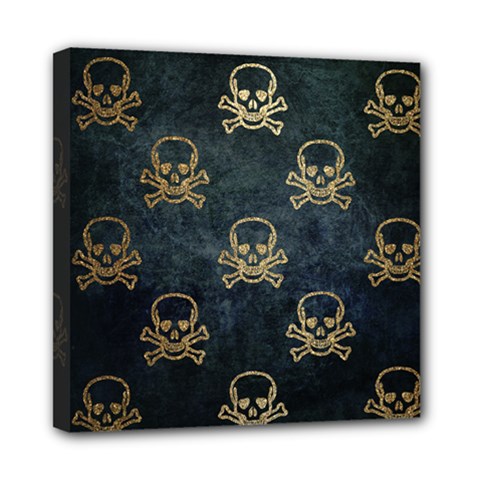 Golden Glitter Skeleton Gothic Mini Canvas 8  X 8  (stretched) by HermanTelo