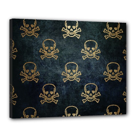 Golden Glitter Skeleton Gothic Canvas 20  X 16  (stretched) by HermanTelo