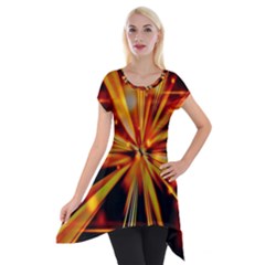 Zoom Effect Explosion Fire Sparks Short Sleeve Side Drop Tunic by HermanTelo