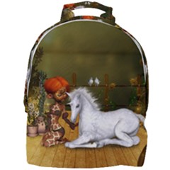 Cute Fairy With Unicorn Foal Mini Full Print Backpack by FantasyWorld7