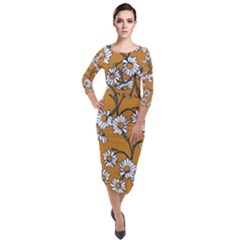 Daisy Quarter Sleeve Midi Velour Bodycon Dress by BubbSnugg