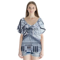 Bowling Green Prout Chapel V-neck Flutter Sleeve Top by Riverwoman