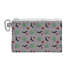 Halloween Witch Pattern Grey Canvas Cosmetic Bag (medium) by snowwhitegirl